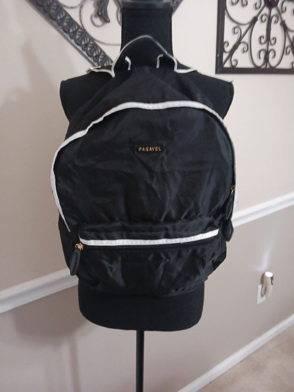 Excellent Condition Paravel Black and White Backpack With Adjustable Straps